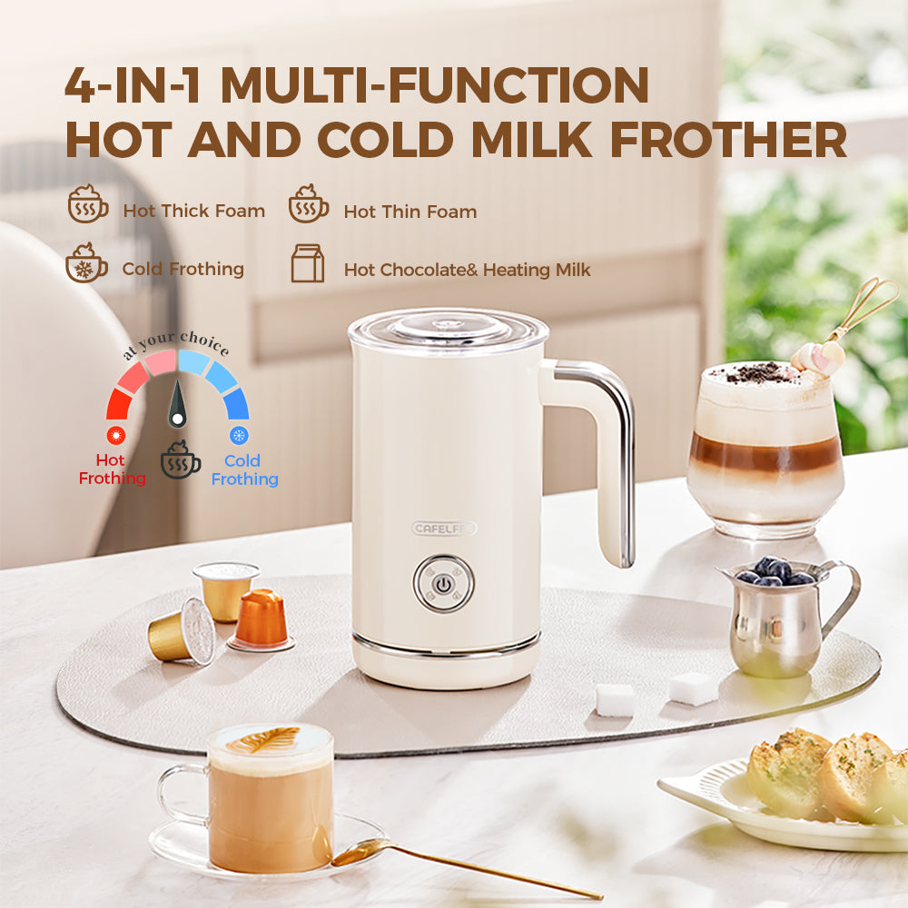 CAFELFFE Hot/Cold Fully Automatic Electric Milk Frother MK202 White