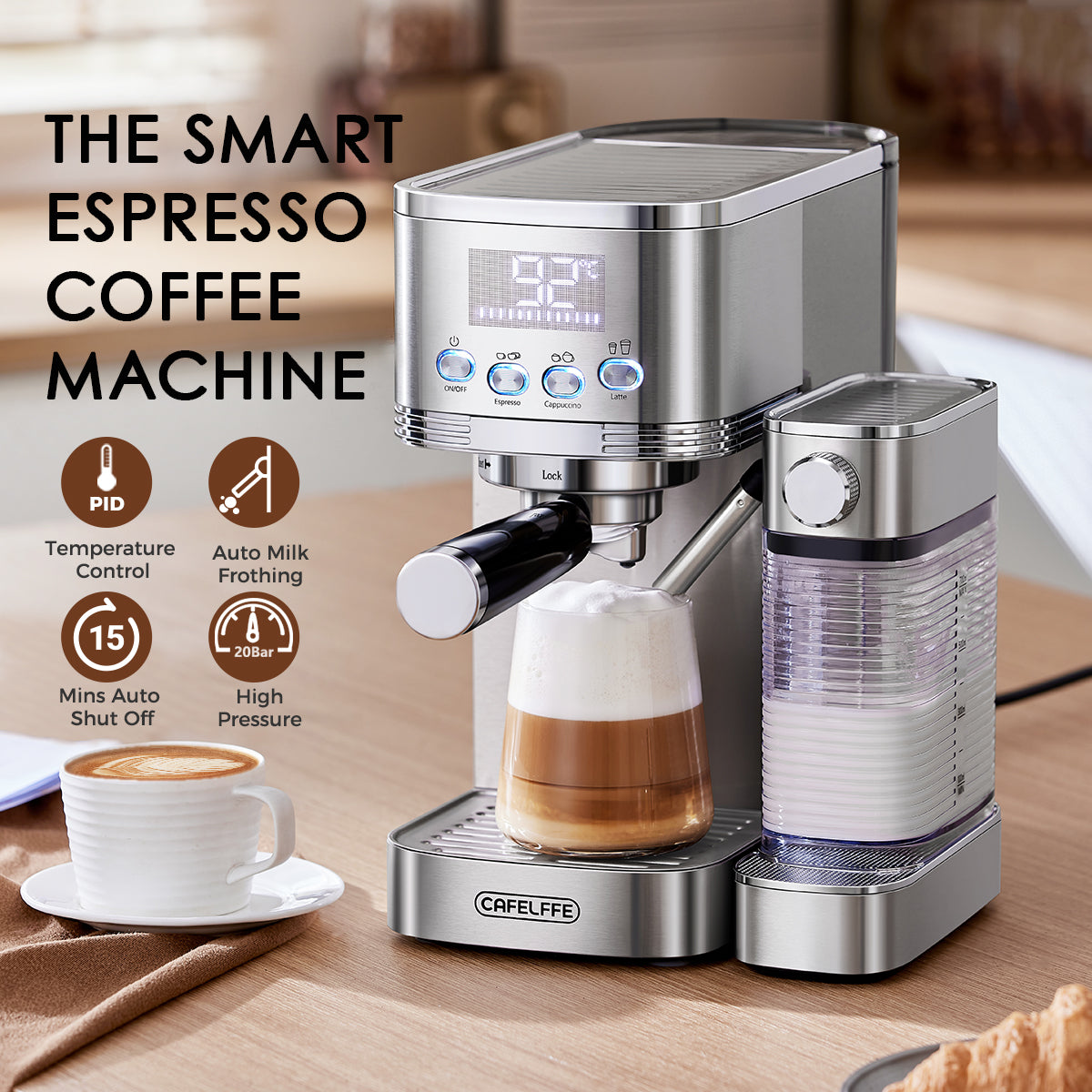 CAFELFFE Automatic Espresso Coffee Machine with Milk Frother MK801